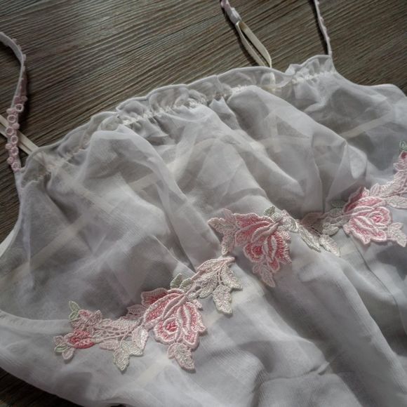 White Floral Sheer Japanese Angelic Fairy Slip - Picture 3 of 4